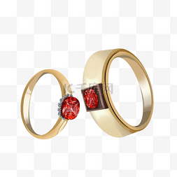 宝石钻石戒指红色对戒