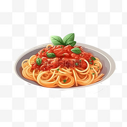 意大利假日图片_卡通手绘意大利番茄肉酱拌面条