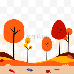秋季树木边框图片_秋天秋季树木底边