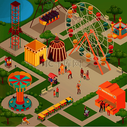 气球游乐园图片_带马戏团和各种景点的游乐园街头