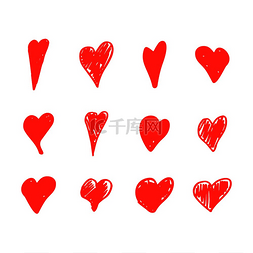情人节立体心图片_图标集手绘风格的心。