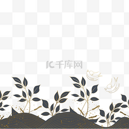 中花边边框图片_传统金色花纹植物背景