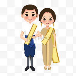 站立着的泰国婚礼人物形象