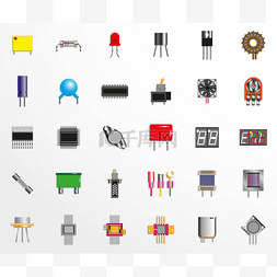 电子电路用电子元件和备件。矢量