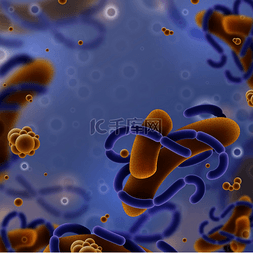 显微镜细菌图片_病毒和细胞背景流感感染和逼真的