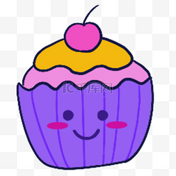 可爱卡通纸杯蛋糕图片_蓝紫色系生日组合樱桃纸杯蛋糕
