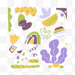 手绘食物文字图片_图形抽象涂鸦可爱风格多彩图形