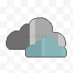 天气道具图片_像素天气组合双色云朵