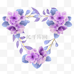 水彩紫罗兰花卉婚礼三角形边框