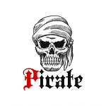 死去的海盗纹身符号画着邪恶的人类头骨戴着可怕的空眼窝手帕非常适合恤印花或盗版吉祥物设计用于纹身设计的死亡海盗头骨符号