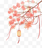 许愿树粉色花朵春天迎风灯笼红绳吊饰