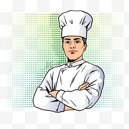 戴厨师帽的鸡图片_厨师波普插画白色