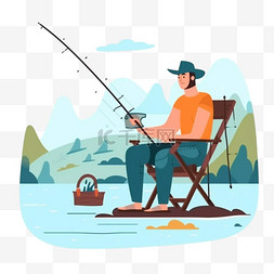 钓鱼图片_卡通手绘垂钓钓鱼