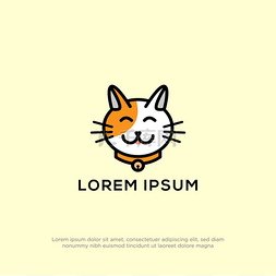 手绘品牌标志图片_可爱的猫头标志设计与平面设计风