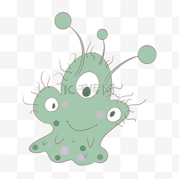 绿色触须图片_绿色卡通可爱微生物
