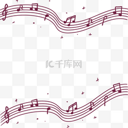 创意音乐音符边框图片_创意音乐红色线条音符边框