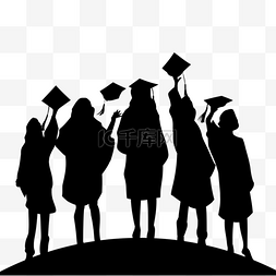 毕业扔帽子图片_欢乐庆祝毕业扔学士帽剪影