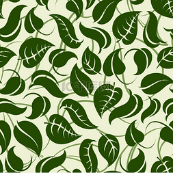 插图夏天图片_用树叶的绿色无缝模式。