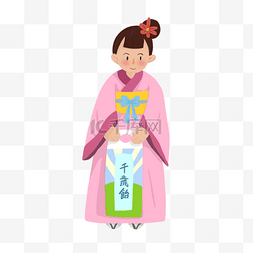 可爱和服女孩图片_七五三节日本和服卡通女孩