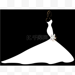 卡通礼服黑色图片_一个女孩穿着婚纱与莉莉的剪影.