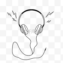 麦堆素描图片_素描黑白头戴式耳机音乐涂鸦