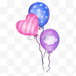 紫色飘带3图片_气球爱心紫色蓝色图案创意