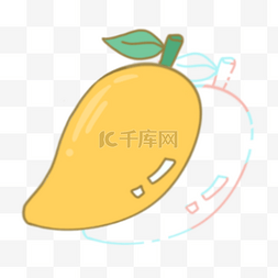 芒果手绘卡通图片_夏季卡通可爱美味黄色芒果
