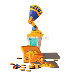 雕像卡通图片_古埃及矢量卡通集。