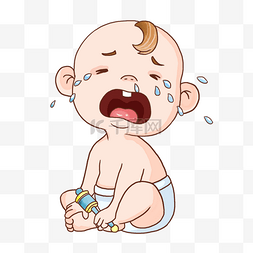 拿玩具的宝宝图片_哭泣的卡通婴儿手拿玩具