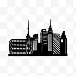 黑白的城市图片_简易黑白商业建筑城市剪贴画剪影