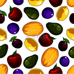 新鲜水果白色图片_无缝的新鲜水果图案在白色背景上