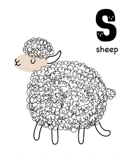 斯堪的纳维亚图片_向量海报与字母的字母与动画片羊