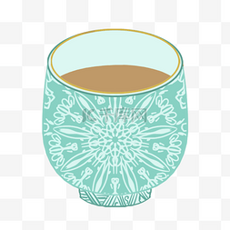 青色花纹纹理图案茶杯