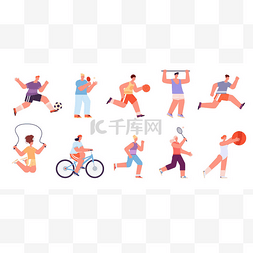 卡通男性角色图片_运动锻炼的角色。男性慢跑，做运