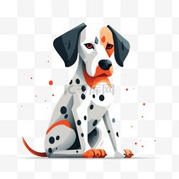 斑点狗卡通图片_可爱卡通手绘免扣动物扁平插画素