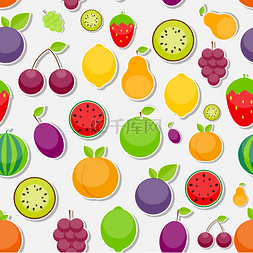 手绘无缝图案背景图片_从苹果、 橘子、 李子、 樱桃的无