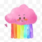云朵彩虹雨卡通爱心图片绘画