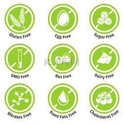 营养符号图片_Allergen free products stickers