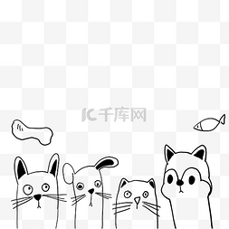 线描动物图片_简笔画小猫动物