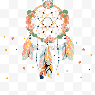 美丽水彩花卉捕梦网