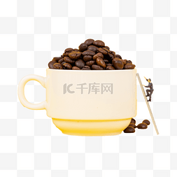 咖啡豆黄色背景创意微缩