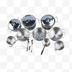 不锈钢锅碗图片_厨房烹饪套装不锈钢厨具