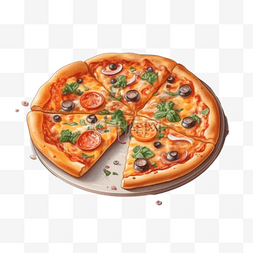 俯视看的披萨图片_卡通手绘美食披萨