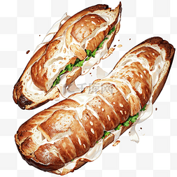 手绘奶油面包图片_卡通手绘面包食物面包解剖图