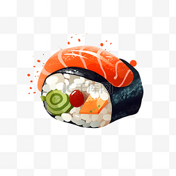 卡通三文鱼寿司料理