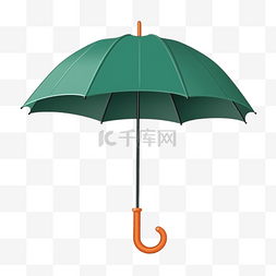 手绘插画风免抠元素绿色雨伞