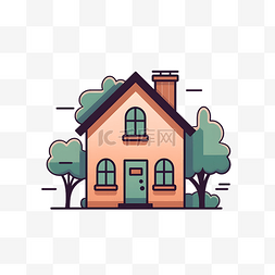 可爱风扁平橙色小房子