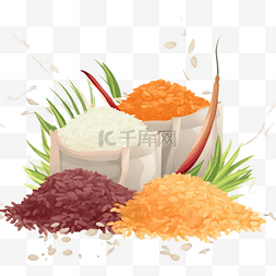 高粱大米糯米小麦玉米图片_卡通手绘大米水稻谷物