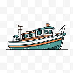可爱轮船图片_手绘插画风免抠元素轮船