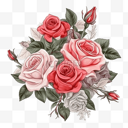 扁平卡通免抠图素材玫瑰花